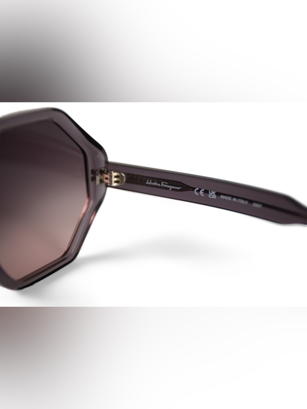 Salvatore Ferragamo Grey Hexagon Frames Gray Gradient Lenses Italian Designer - Picture 6 of 10